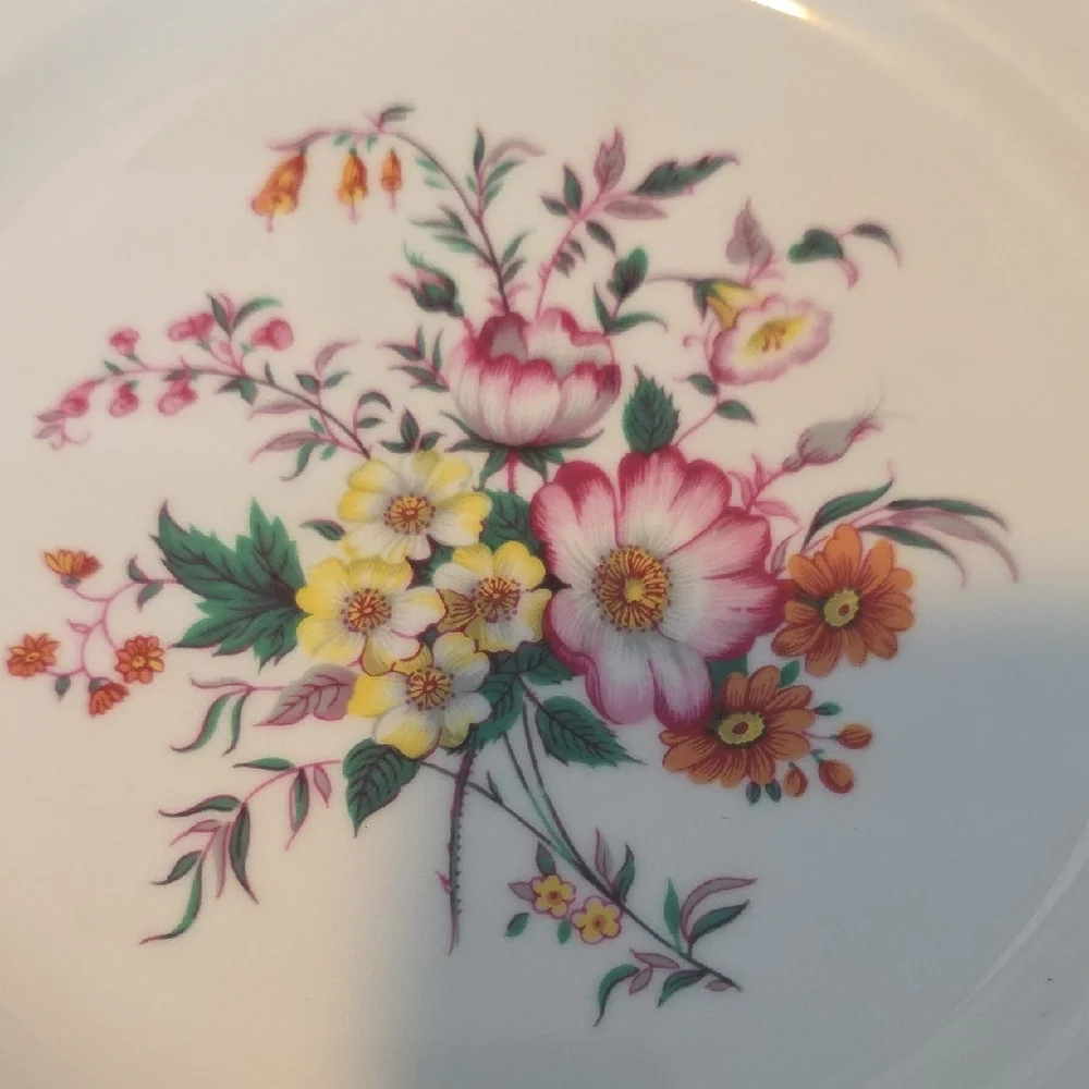 Royal Grafton Fine Bone China Floral Plate with Blue and Gold Accents